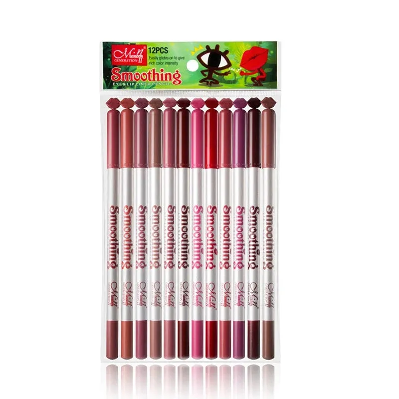 12-Color/Set Lip Liner Pencil Waterproof Matte Lipliner for Women Nude Lip Makeup