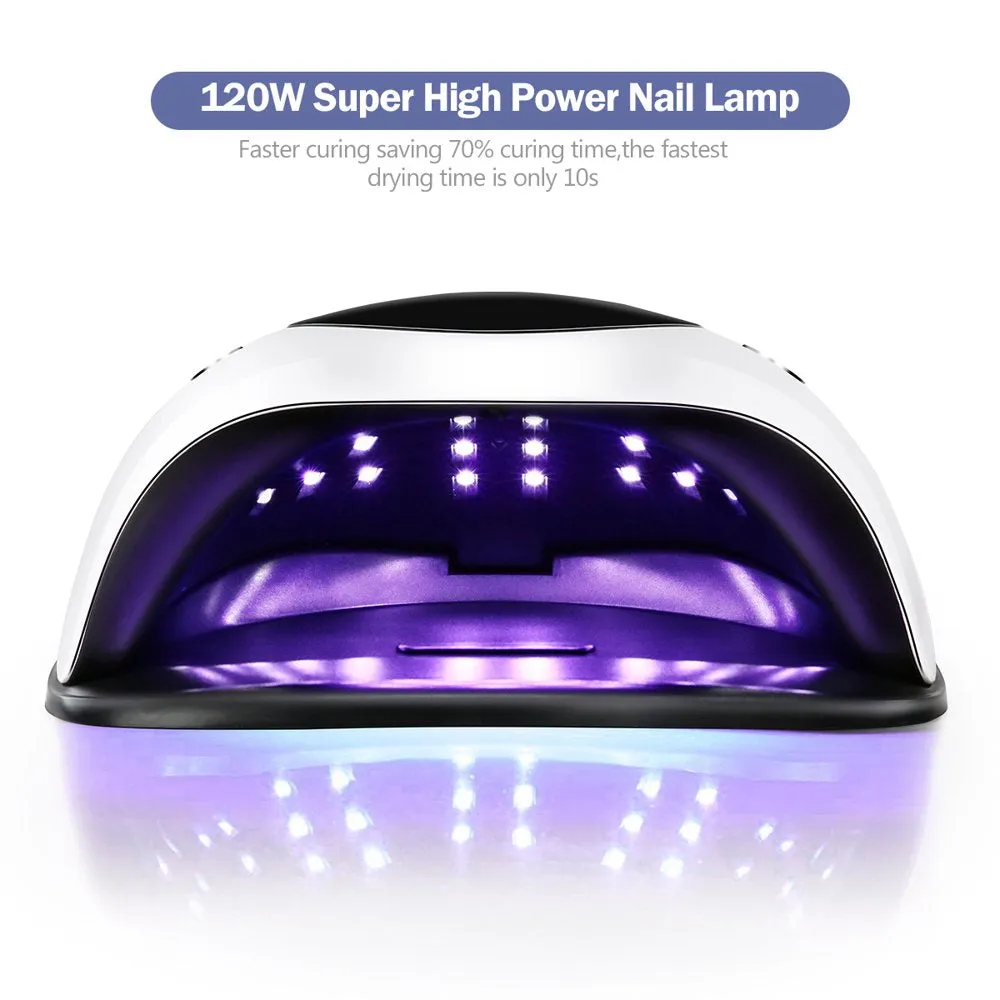120W UV LED Nail Lamp,Portable Handle Curing Lamp for Gel Polish with 4 Timers Setting(White)