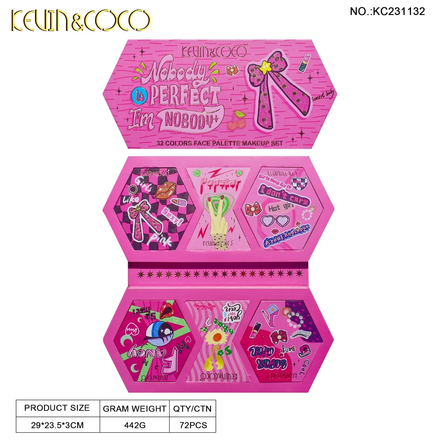 32 Color Kevin & Coco Multi-Mood Eyeshadow Palettes Set Funky Bright Colors Eyeshadow