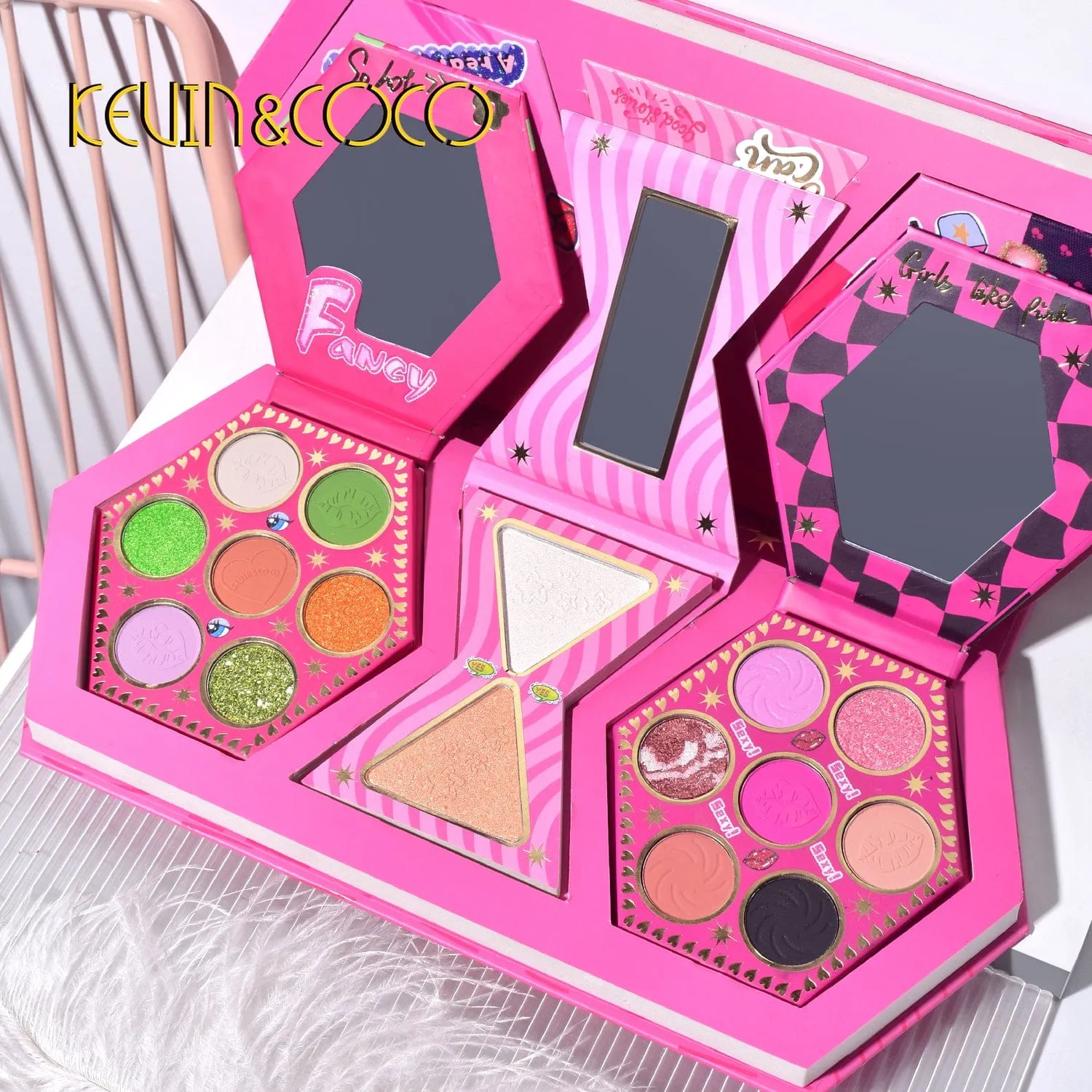 32 Color Kevin & Coco Multi-Mood Eyeshadow Palettes Set Funky Bright Colors Eyeshadow