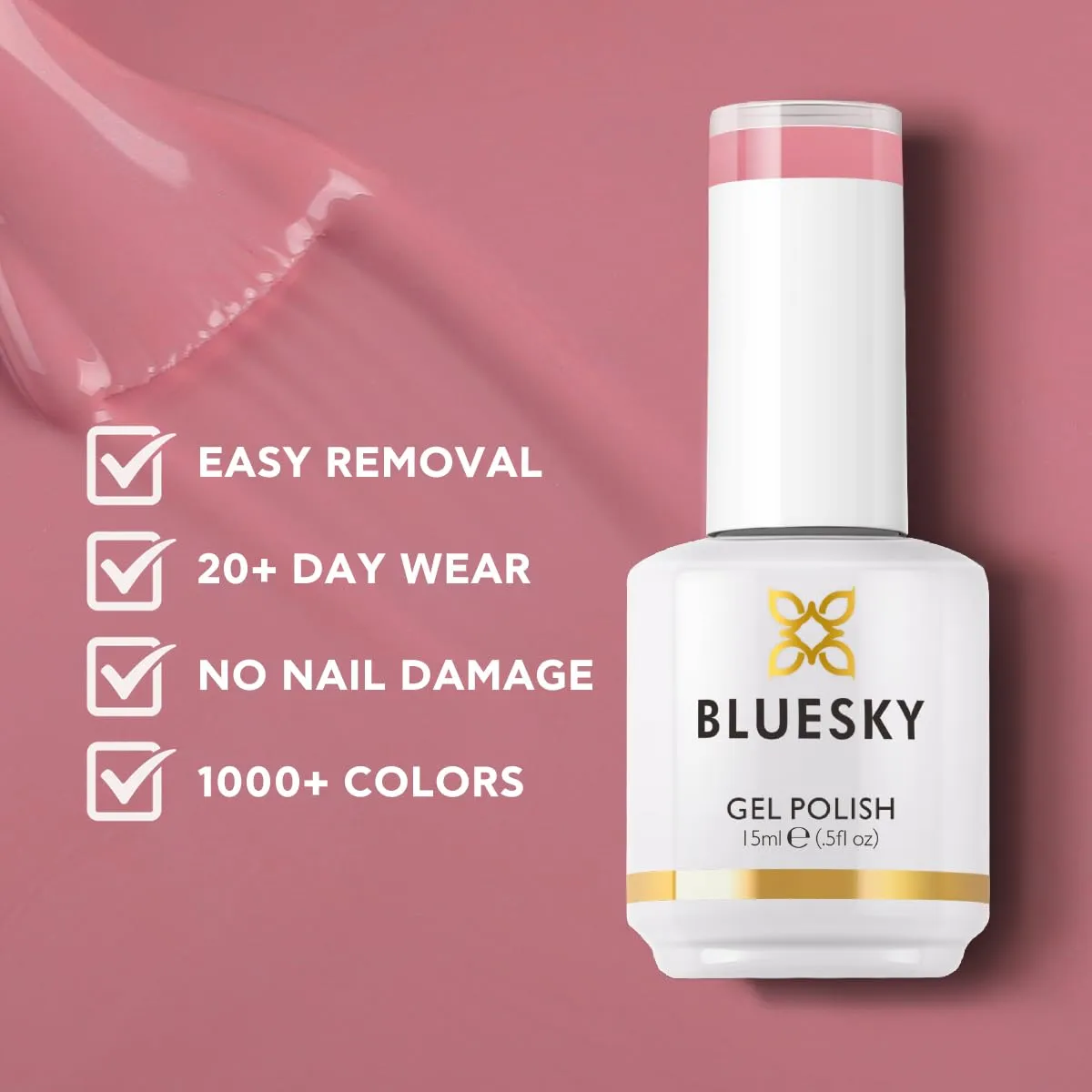 BLUESKY Gel Polish for Nails Color Pink Fragrant, Salon Manicure Single Bottle, Long Lasting&Chip Resistant,15ml,CS10P/FEARLESS