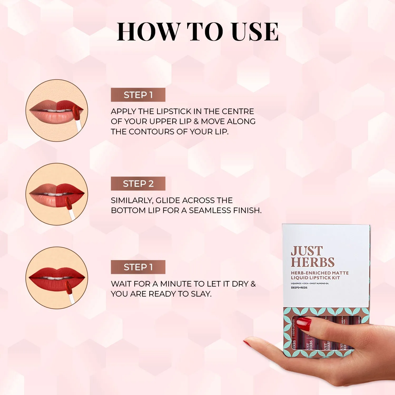 Brights And Pinks: Full-Size Herb Enriched Matte Liquid Lipstick Kit - Set of 5
