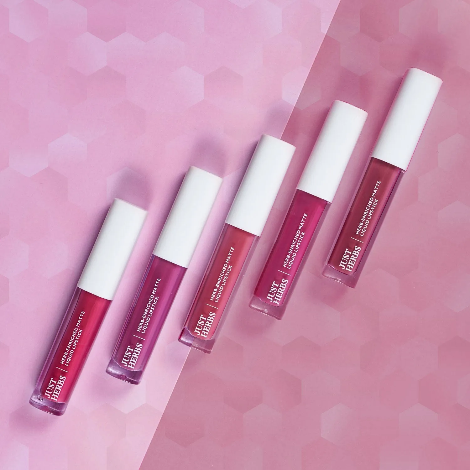Brights And Pinks: Full-Size Herb Enriched Matte Liquid Lipstick Kit - Set of 5
