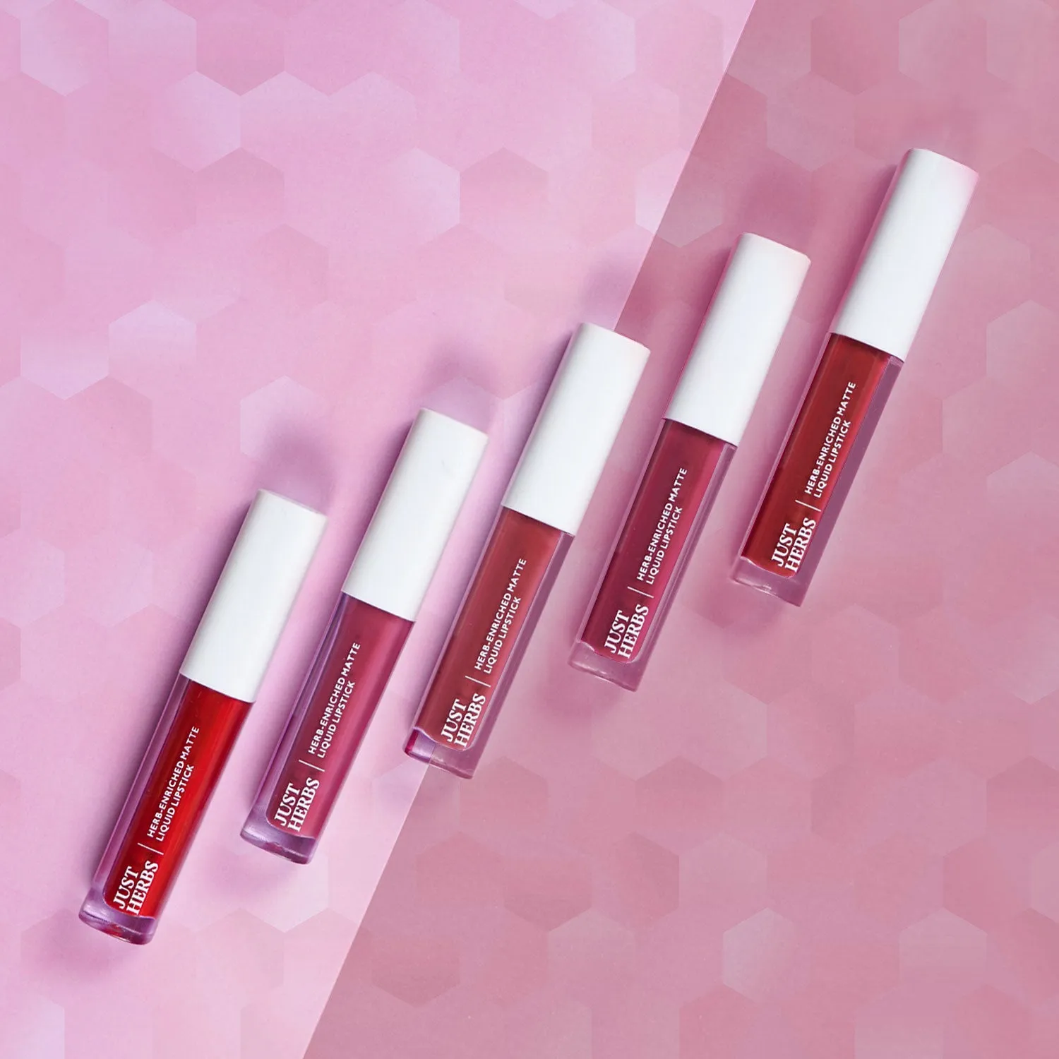 Brights And Pinks: Full-Size Herb Enriched Matte Liquid Lipstick Kit - Set of 5