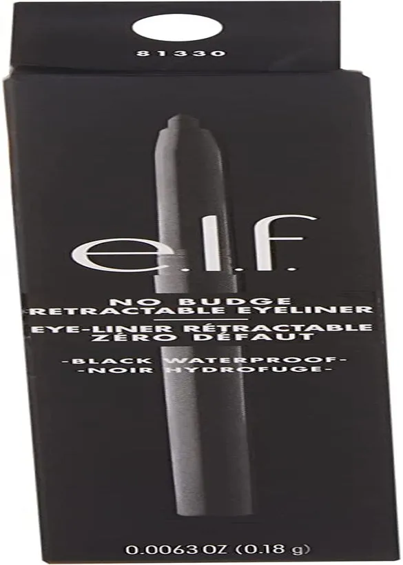 e.l.f. No Budge Retractable Eyeliner, Creamy & Ultra-Pigmented, Waterproof, Creates Bold & Defined Lines, Black, 0.006 Oz (0.18G)