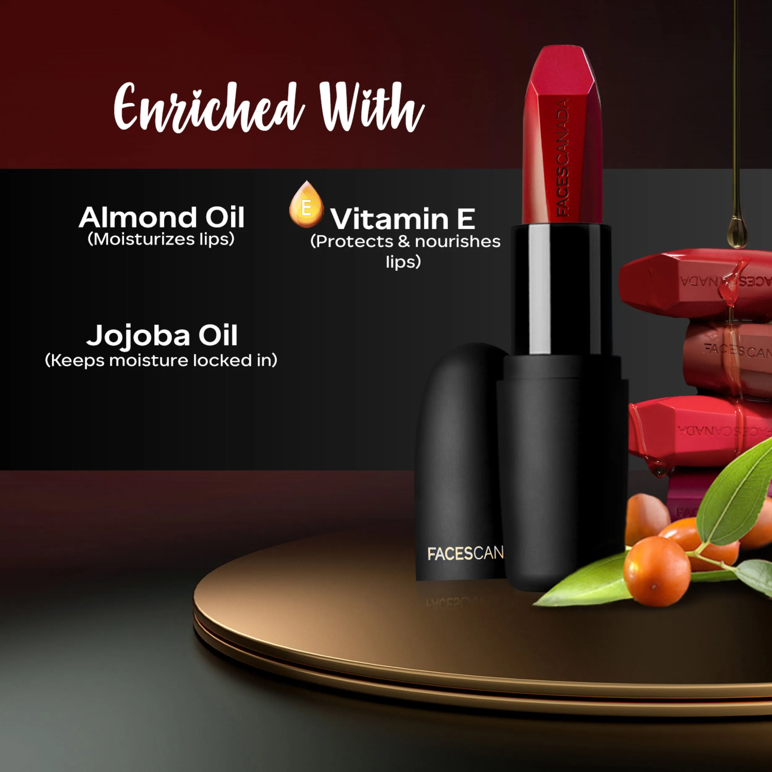 Faces Canada Weightless Matte Lipstick | Jojoba and Almond Oil enriched | Highly pigmented | Smooth One Stroke Weightless Color | Keeps Lips Moisturized |Shade - Forever Red 4g