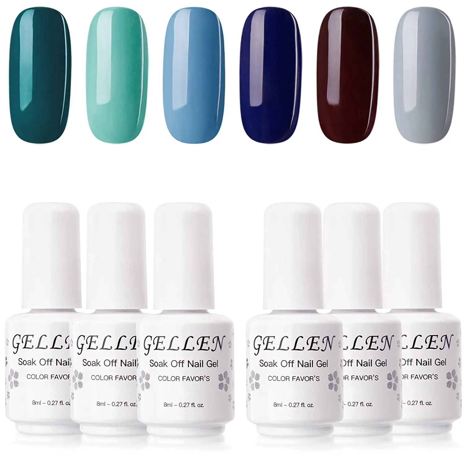 Gellen Gel Nail Polish Kit- Gentle Nudes Series Nude Neutrals 6 Colors, Warm Pastels Beige Pink Soak Off Gel Polish Set