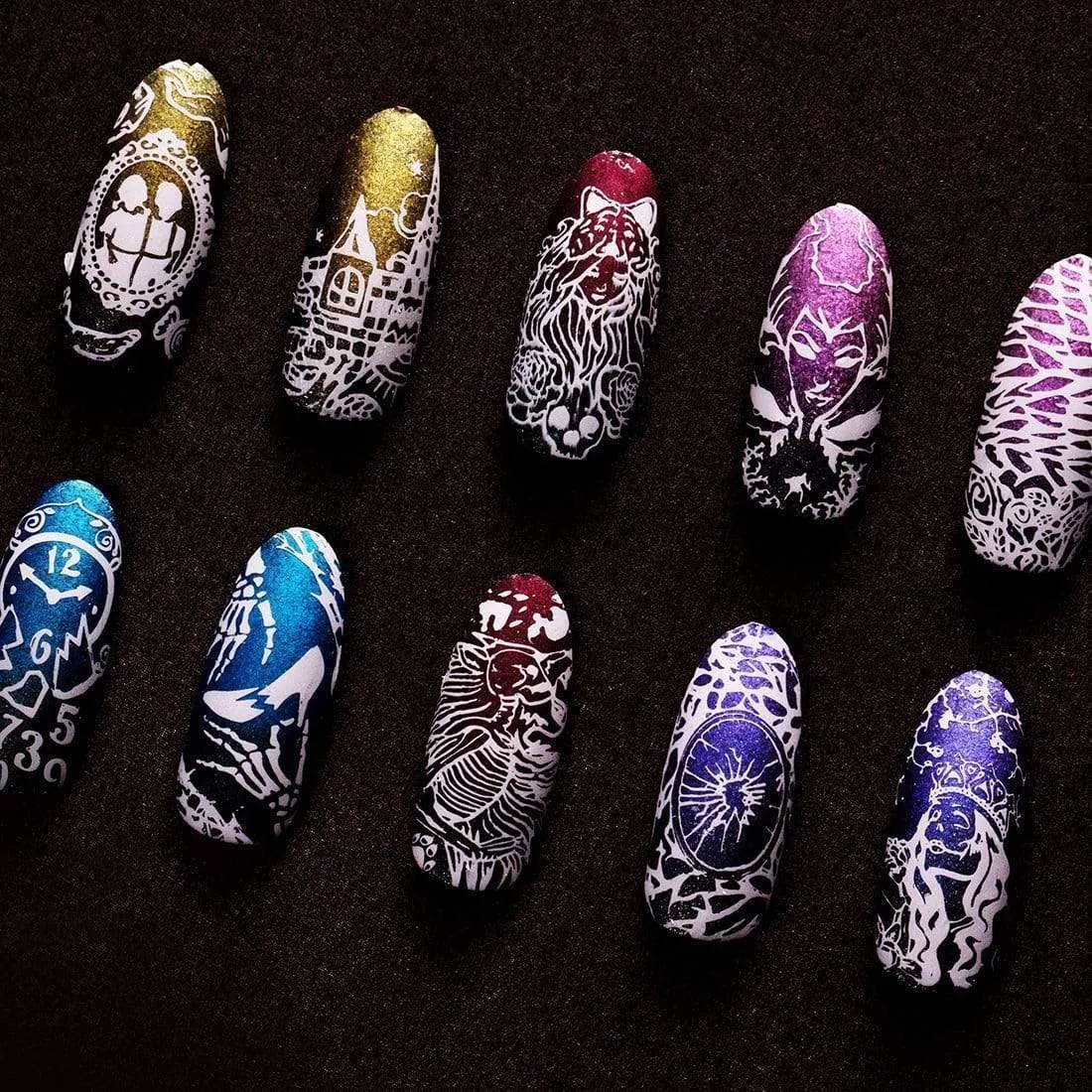 Grimm's Nightfall: Gretel Brittle (B222) - Indigo Duochrome Stamping Polish