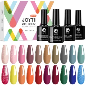 Joytii Gel Nail Polish Kit, 23pcs Gel Nail Polish Set with No Wipe Matte/Glossy Top and Base Coat UV LED Soak Off Gel Nail Polishes for Nail Salon Nail DIY at Home