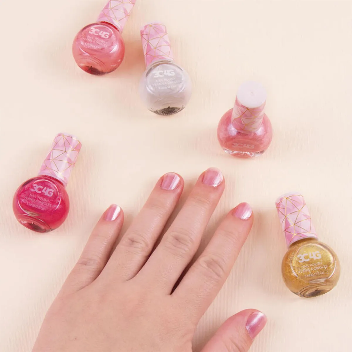 Make It Real Pink & Gold 5Pk Nail Polish Hexagon