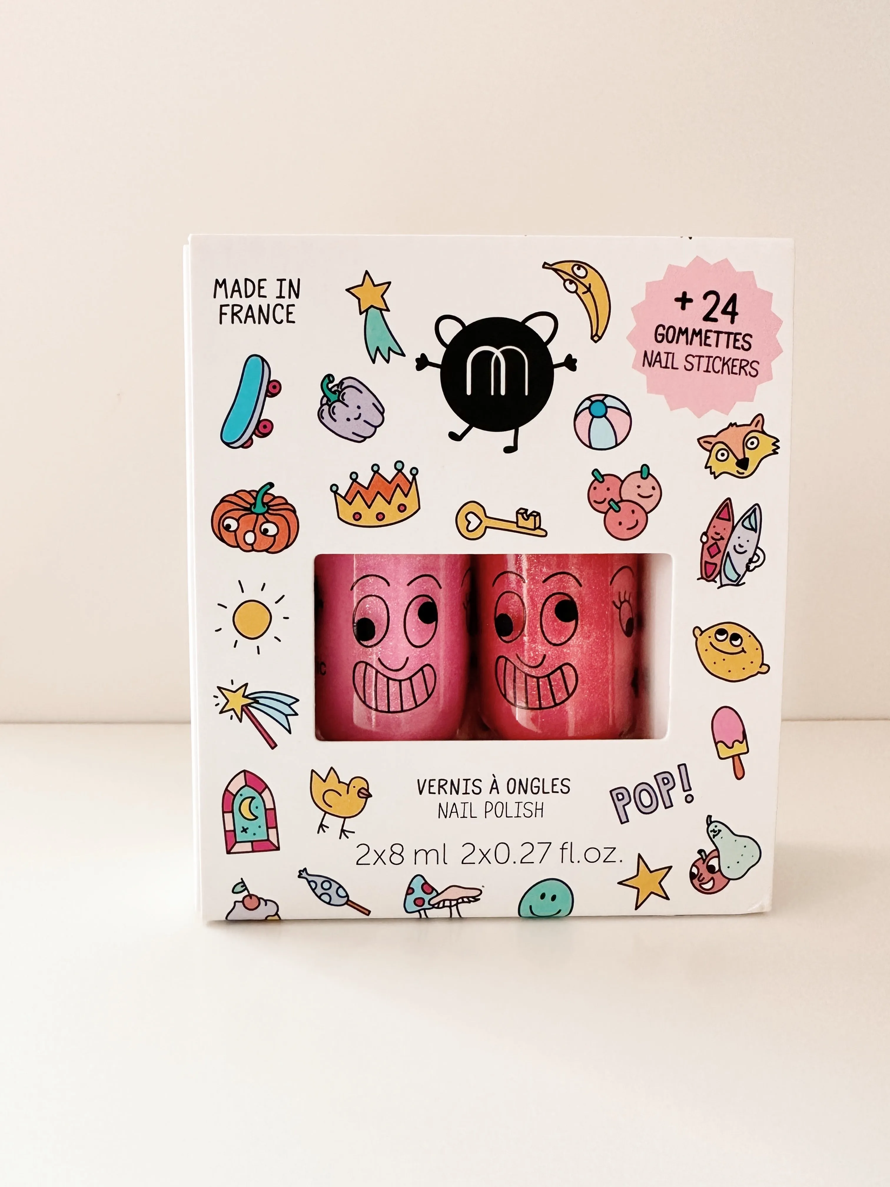 Nailmatic Kids Duo Nail Polish with Sticker Set - POP