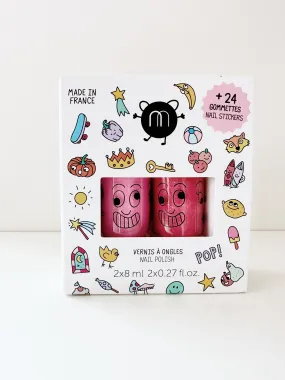 Nailmatic Kids Duo Nail Polish with Sticker Set - POP