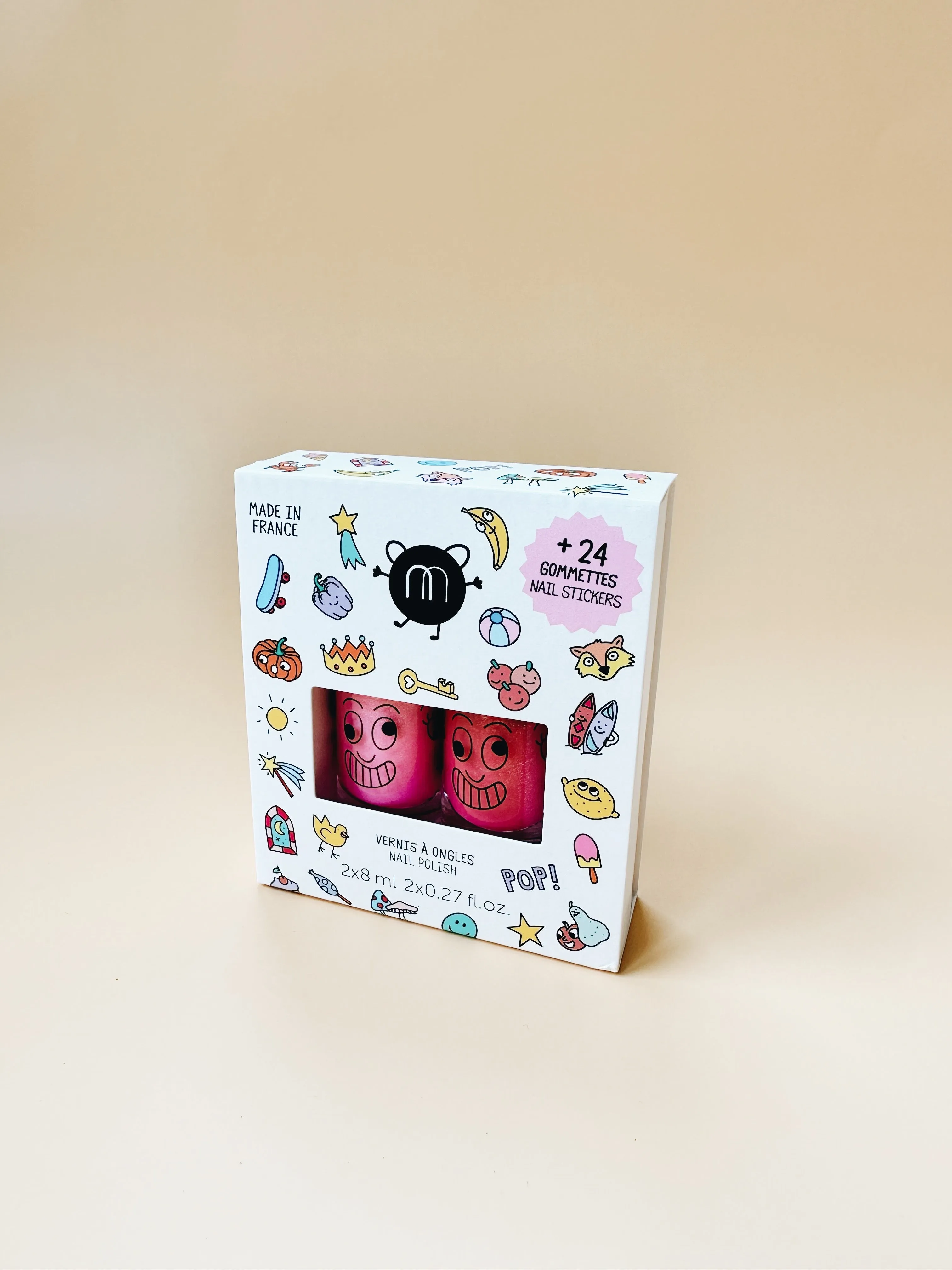 Nailmatic Kids Duo Nail Polish with Sticker Set - POP