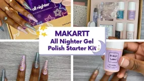 New AwsmColor All Nighter Starter Kit Gel Nail Polish Set with Top Coat Base Coat, Mini Lamp,Cleaning Packets, Nail File, Gel Polish