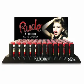 RUDE Attitude Matte Lipstick Acrylic Display Set A, 144 Pieces   12 Testers