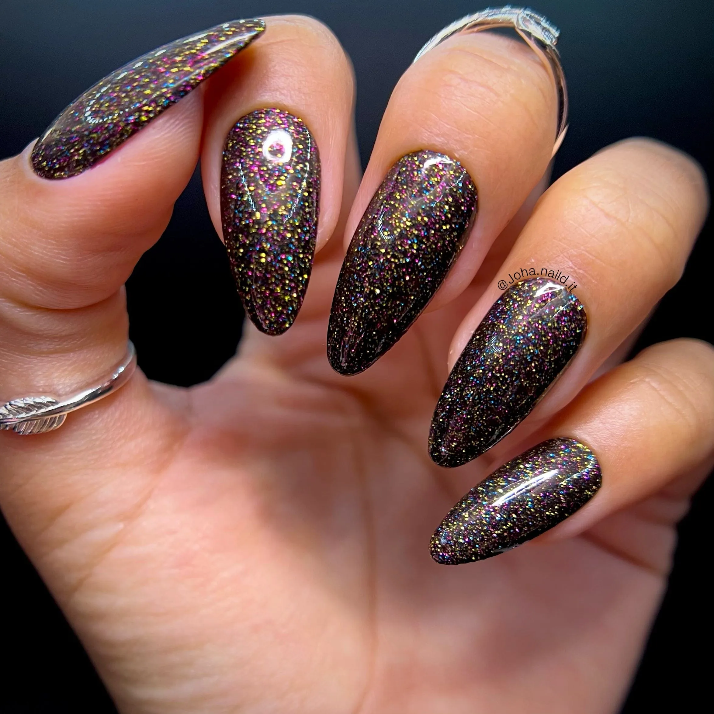 Tinseltown: Hollywood (P142) - Semi Sheer Black with Glitter Nail Polish