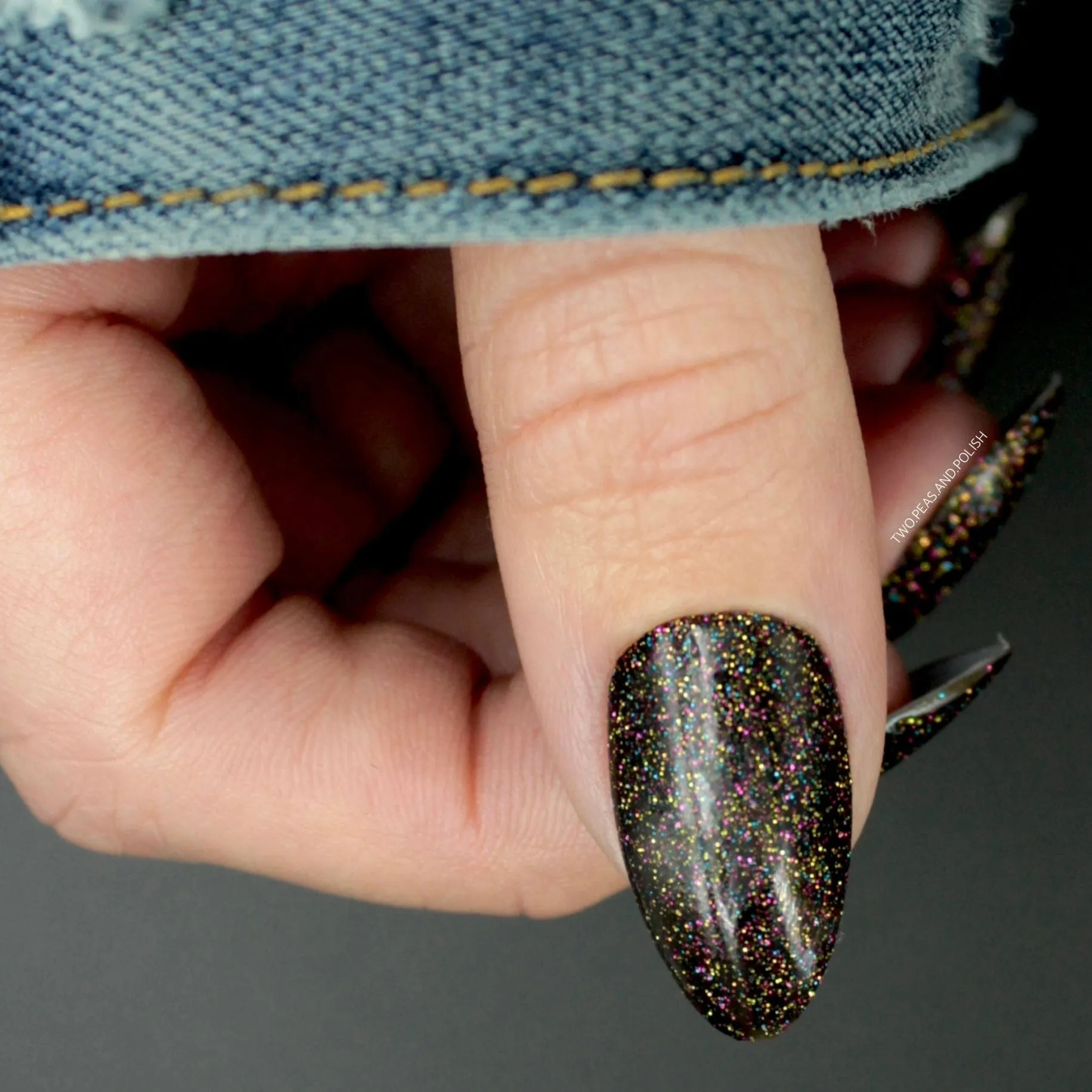 Tinseltown: Hollywood (P142) - Semi Sheer Black with Glitter Nail Polish